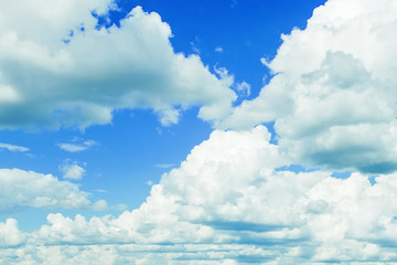 Naklejka na ściany i meble Blue sky clouds background. Beautiful landscape with clouds on sky
