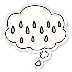 cartoon rain and thought bubble as a printed sticker