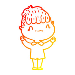 warm gradient line drawing cartoon friendly boy