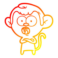 warm gradient line drawing cartoon shocked monkey