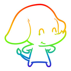 rainbow gradient line drawing cute cartoon elephant