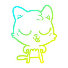 cold gradient line drawing cartoon cat