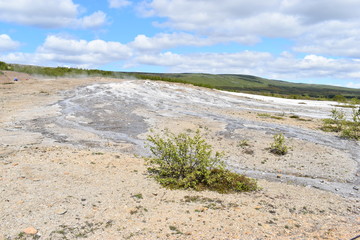 Famous Geysir Gheothermal area near Reykjavik in at the Golden Circle in Iceland