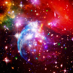 Starfield, galaxies and flares. The elements of this image furnished by NASA.