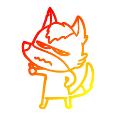 warm gradient line drawing cartoon annoyed wolf