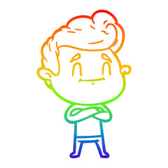 rainbow gradient line drawing happy cartoon man