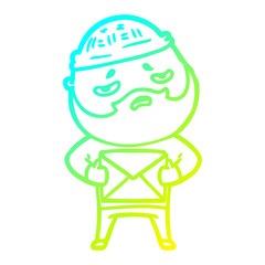 Obraz premium cold gradient line drawing cartoon worried man with beard