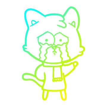 recommend clip art: cold gradient line drawing cartoon crying cat