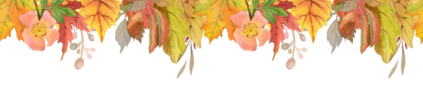 watercolor autumn (fall) seamless border
