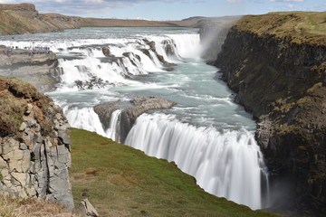 The big Gullfoss Waterfall near Reykjavik at the Golden Circle in Iceland