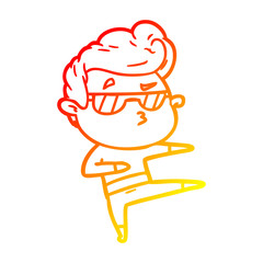 warm gradient line drawing cartoon cool guy