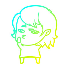 Fototapeta premium cold gradient line drawing cartoon vampire girl