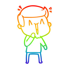 rainbow gradient line drawing cartoon excited man