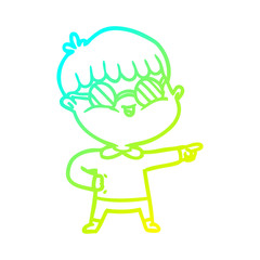 cold gradient line drawing cartoon boy wearing spectacles