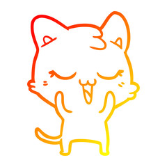warm gradient line drawing cartoon cat