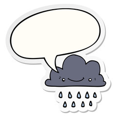 cartoon storm cloud and speech bubble sticker