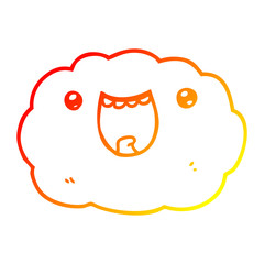 warm gradient line drawing cartoon happy cloud