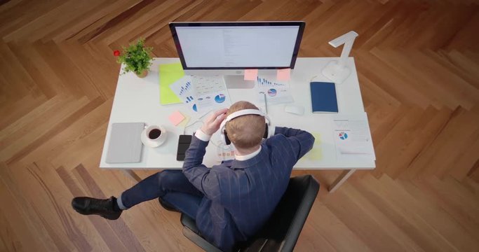 Businessman having break at work