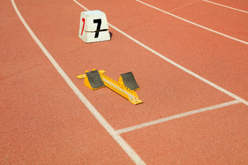 starting block and track number on plastic playground