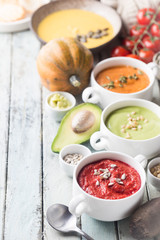 colorful vegetable cream soups
