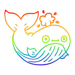 rainbow gradient line drawing cartoon sea whale