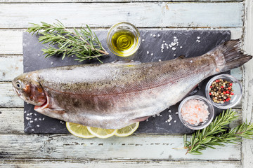 Raw trout fish