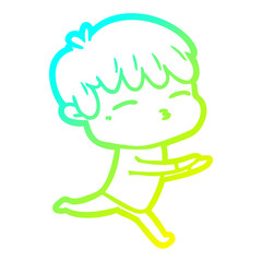 cold gradient line drawing cartoon curious boy