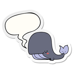 cartoon whale and speech bubble sticker