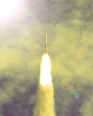 Rocket liftoff. The elements of this image furnished by NASA.