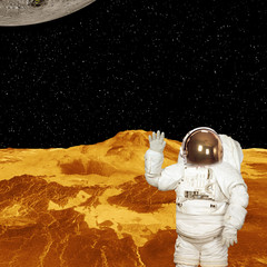 Astronaut posing on the strange extrasolar planet. The elements of this image furnished by NASA.