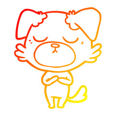 warm gradient line drawing cute cartoon dog
