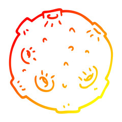 warm gradient line drawing cartoon moon with craters