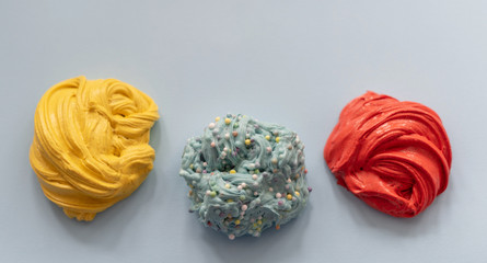set of slimes on a blue background