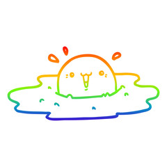 rainbow gradient line drawing cute cartoon fried egg