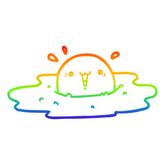 rainbow gradient line drawing cute cartoon fried egg