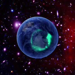 Planet earth and aurora. The elements of this image furnished by NASA.
