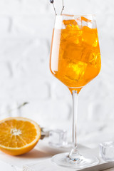 Aperol spritz cocktail in glass on white background