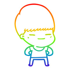 rainbow gradient line drawing cartoon smug boy
