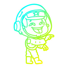 cold gradient line drawing cartoon laughing astronaut