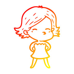 warm gradient line drawing cartoon woman