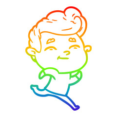 rainbow gradient line drawing running cartoon man