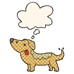 cartoon dog and thought bubble in comic book style
