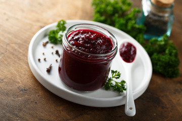 Homemade beetroot sauce with spices