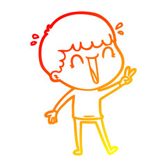 warm gradient line drawing laughing cartoon man