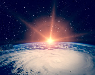 Sunrise on the planet earth. The elements of this image furnished by NASA.