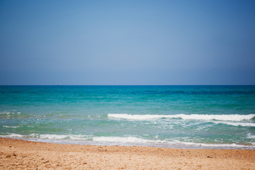 Fototapeta na wymiar Mediterranean beach with turquoise water in sunny weather