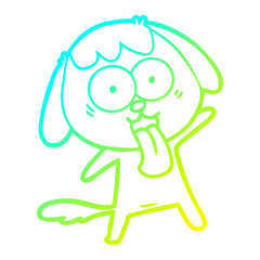 cold gradient line drawing cute cartoon dog