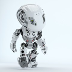 Walking bbot cute robot moving forward, 3d rendering