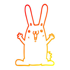 warm gradient line drawing cartoon rabbit