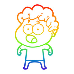 rainbow gradient line drawing cartoon man gasping in surprise